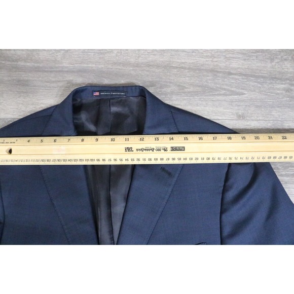 54L Hart Schaffner Marx Navy Wool 2-Piece Suit Trousers Jacket Pants 37 - Picture 11 of 15